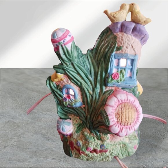 Cottontale Cottage Lighted Porcelain Bunny Flower Shop Figurine - Picture 6 of 9